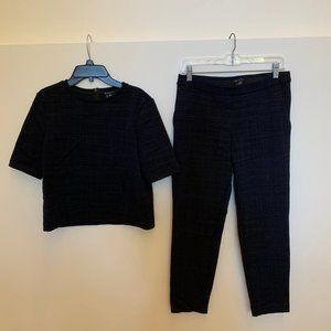 Theory Black and Blue Weave Pantsuit